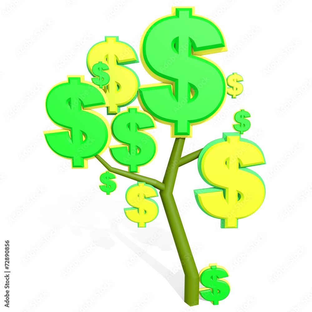 3d dollar sign on a tree 3d dollar sign on a tree