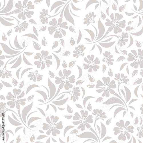 Seamless pattern with beige flowers on a white background.
