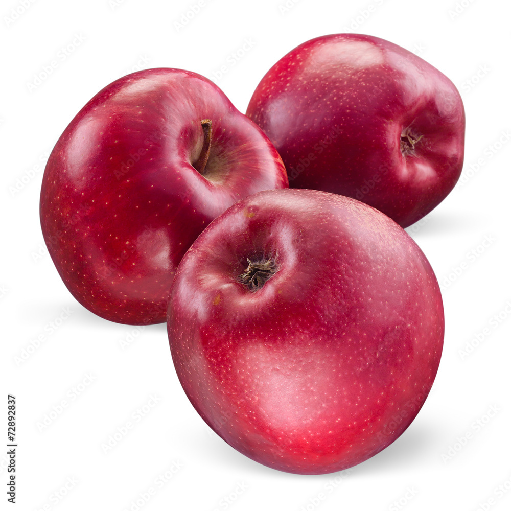 Three red apple Isolated on white background. With clipping path