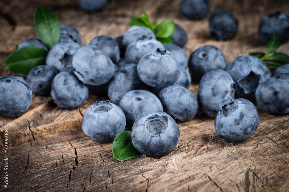 Blueberry with leaves. Organic food. Blueberry with leaves. Organic food.