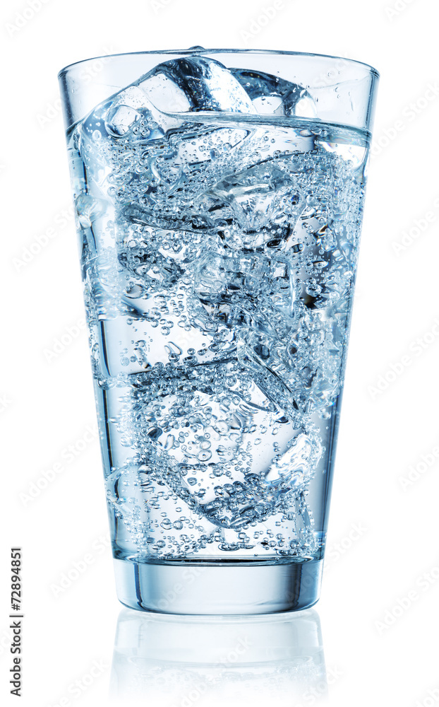 Glass of mineral water with ice. With clipping path Glass of mineral water with ice. With clipping path