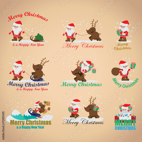 Santa Claus Set - Isolated On Background