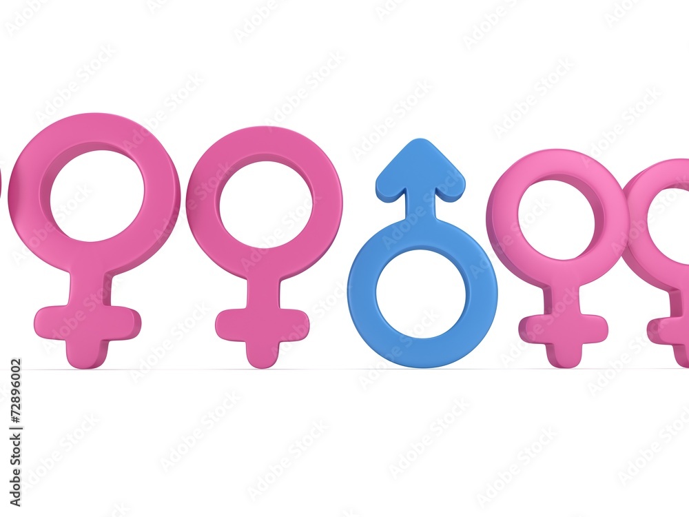 Male sign in row of Female signs. Male sign in row of Female signs.