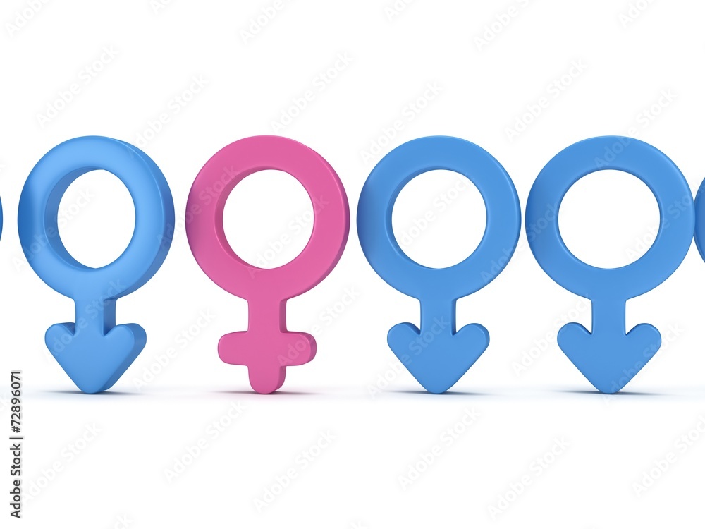 Female sign in row of Male signs. Female sign in row of Male signs.