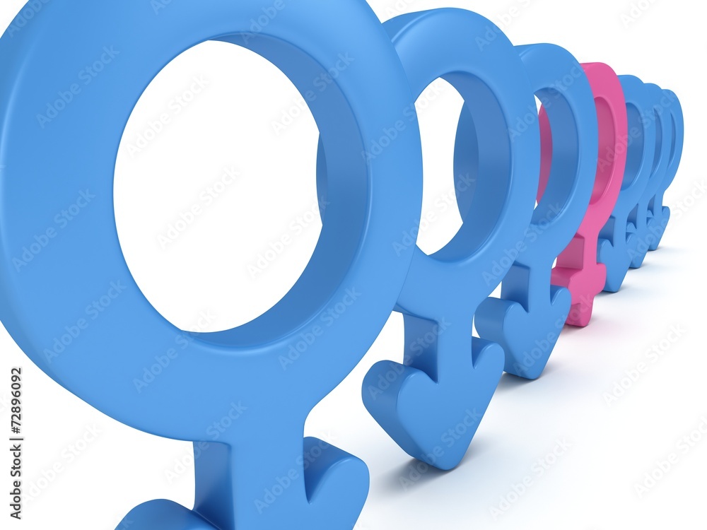 Female sign in row of Male signs. Female sign in row of Male signs.
