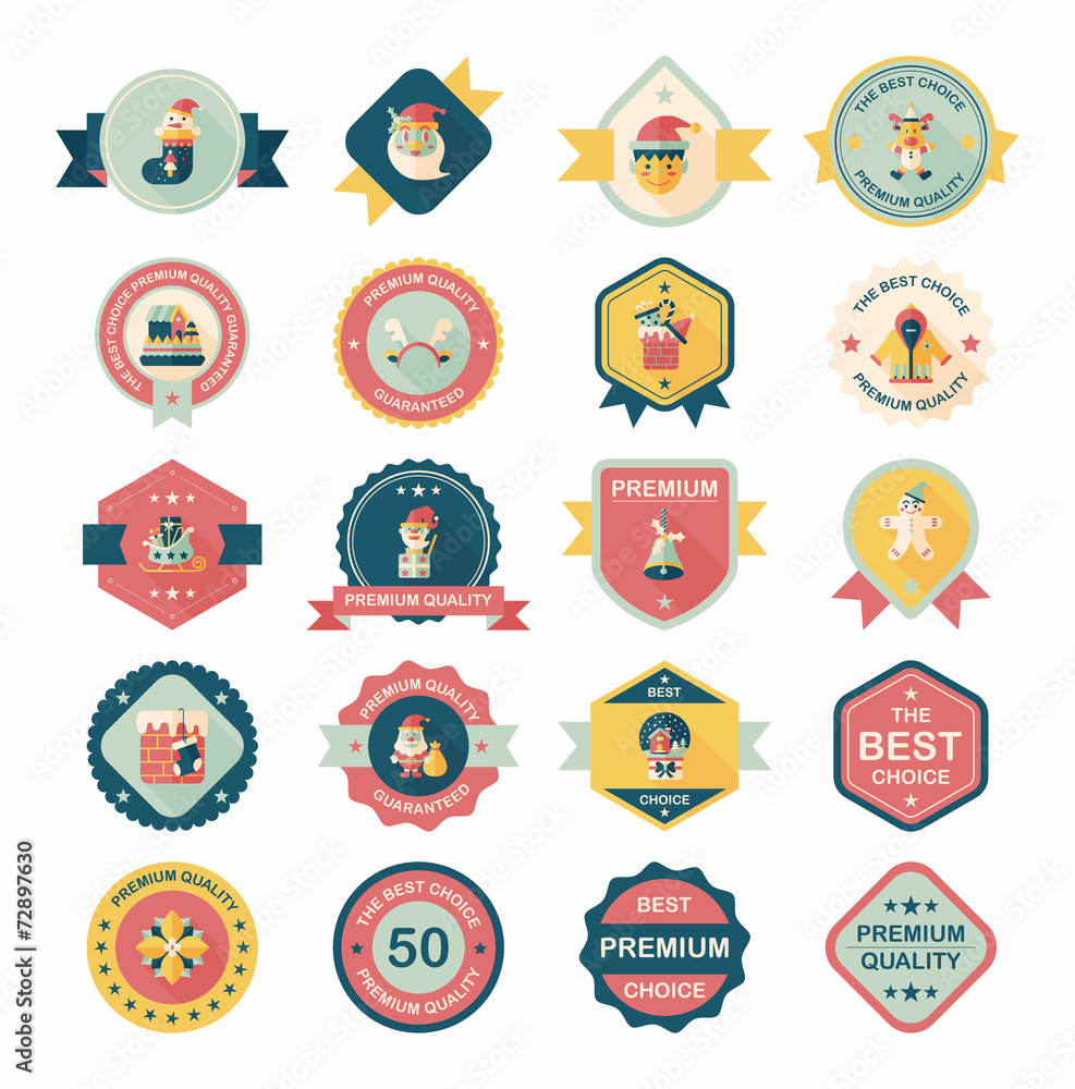 Christmas badge banner design flat background set, eps10 Christmas badge banner design flat background set, eps10