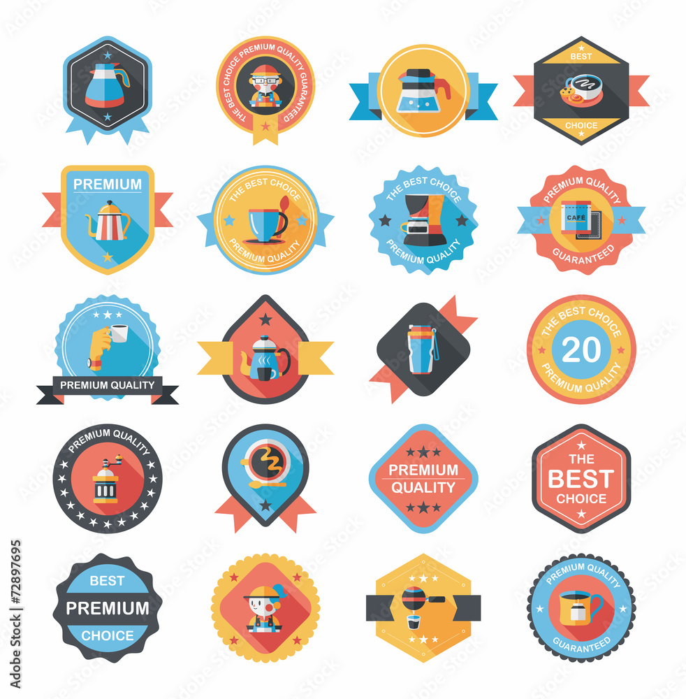 coffee badge design flat background set, eps10 coffee badge design flat background set, eps10