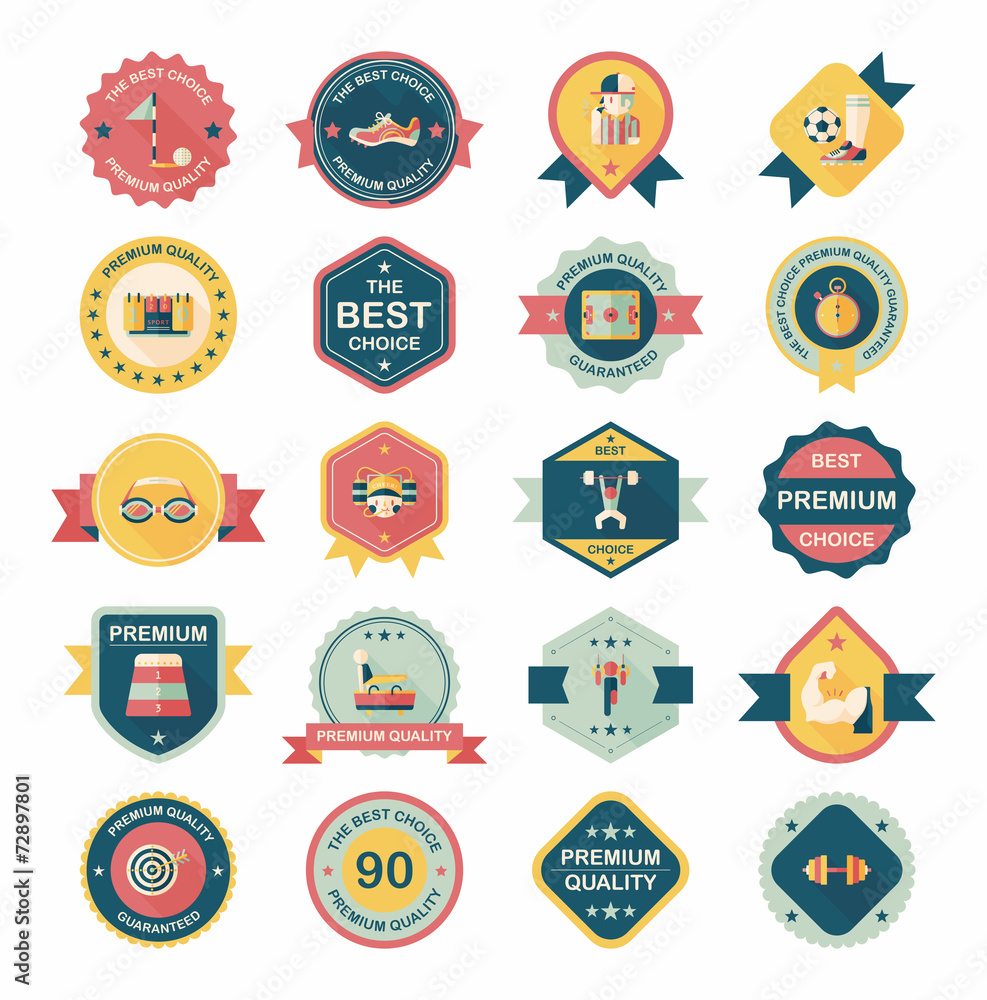 Sport badge flat banner design background set, eps10 Sport badge flat banner design background set, eps10