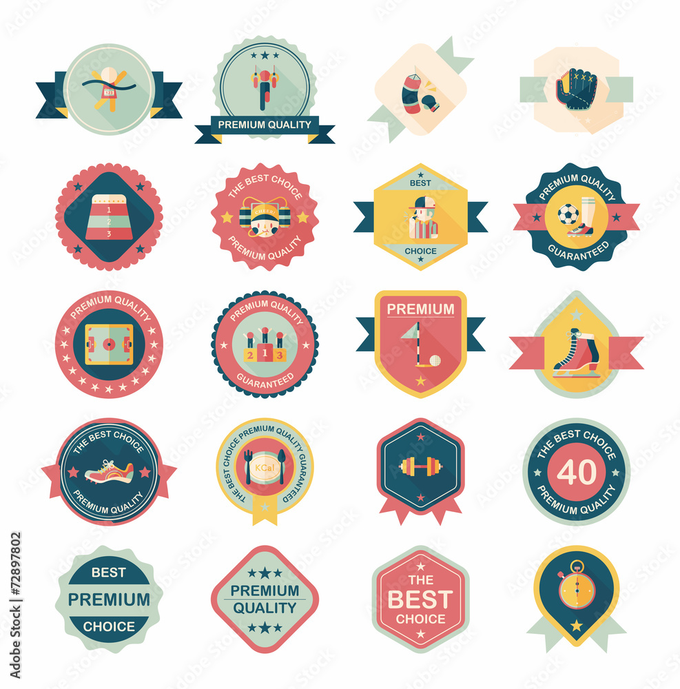 Sport badge flat banner design background set, eps10 Sport badge flat banner design background set, eps10