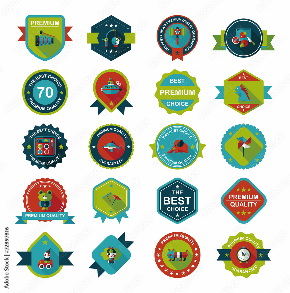 Toy badge banner design flat background set, eps10 Toy badge banner design flat background set, eps10