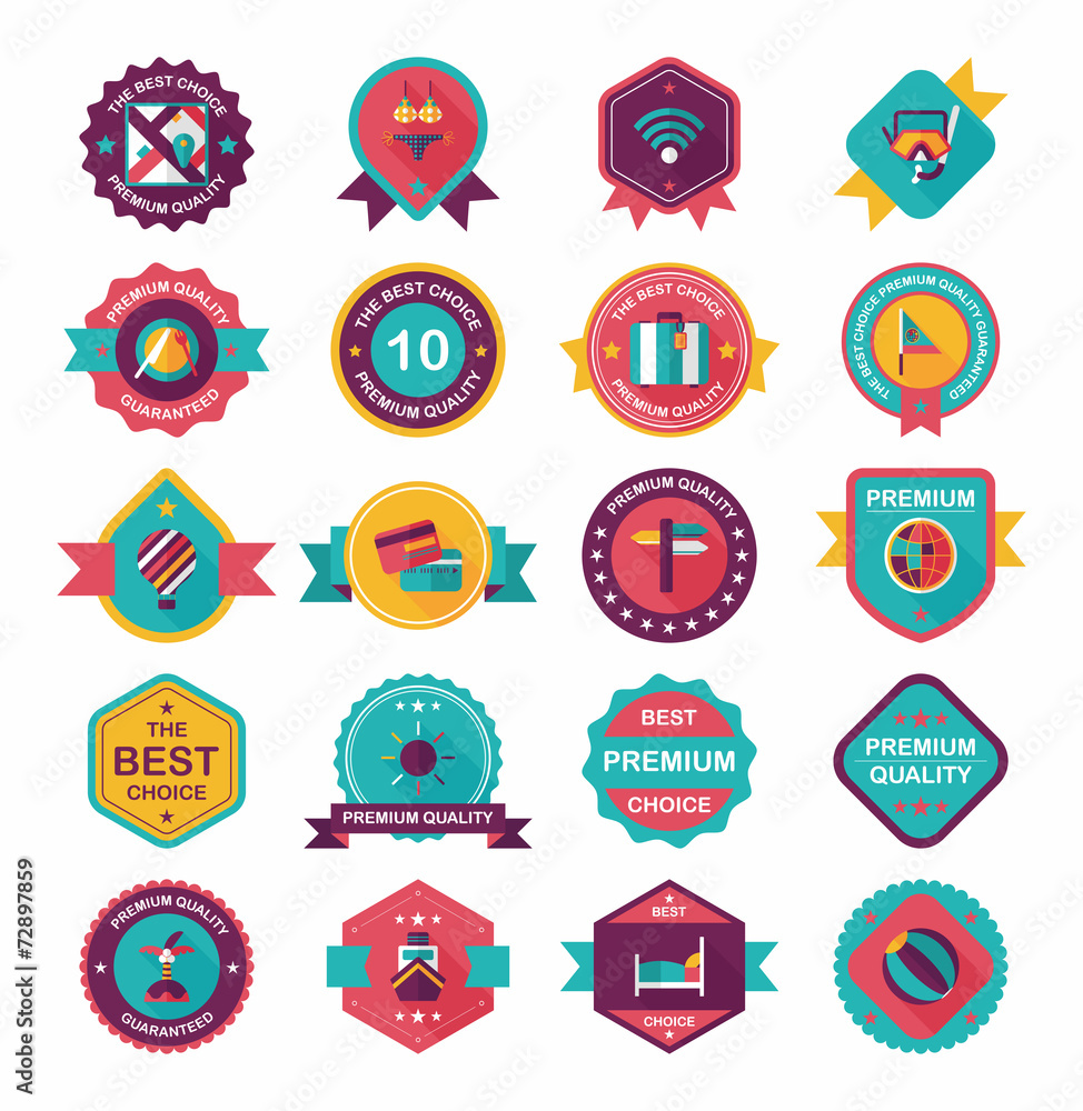 Travel badge banner design flat background set, eps10 Travel badge banner design flat background set, eps10