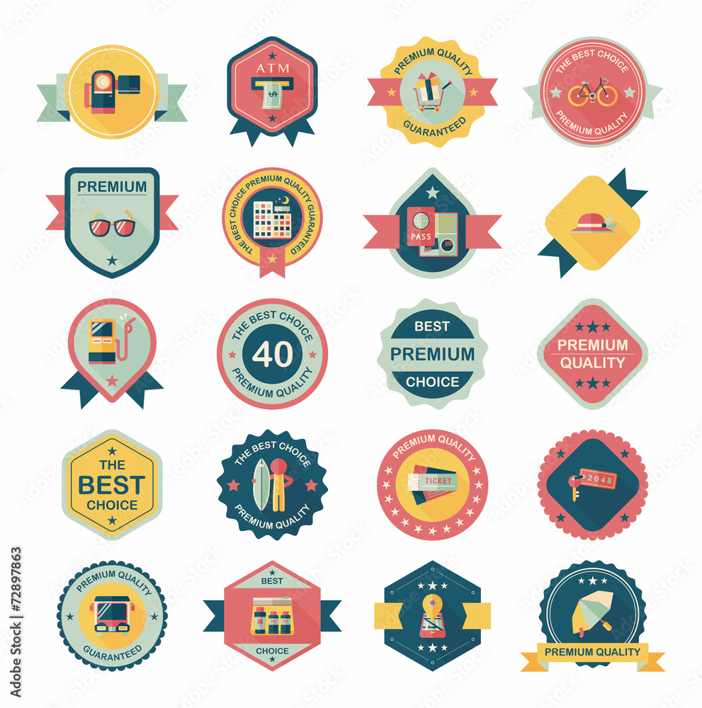 Travel badge banner design flat background set, eps10 Travel badge banner design flat background set, eps10