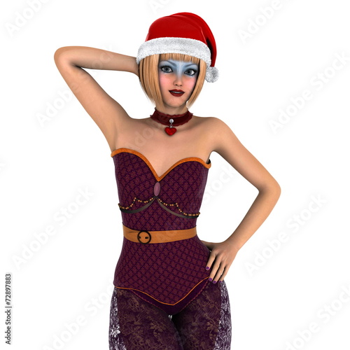 サンタクロース帽子の女性