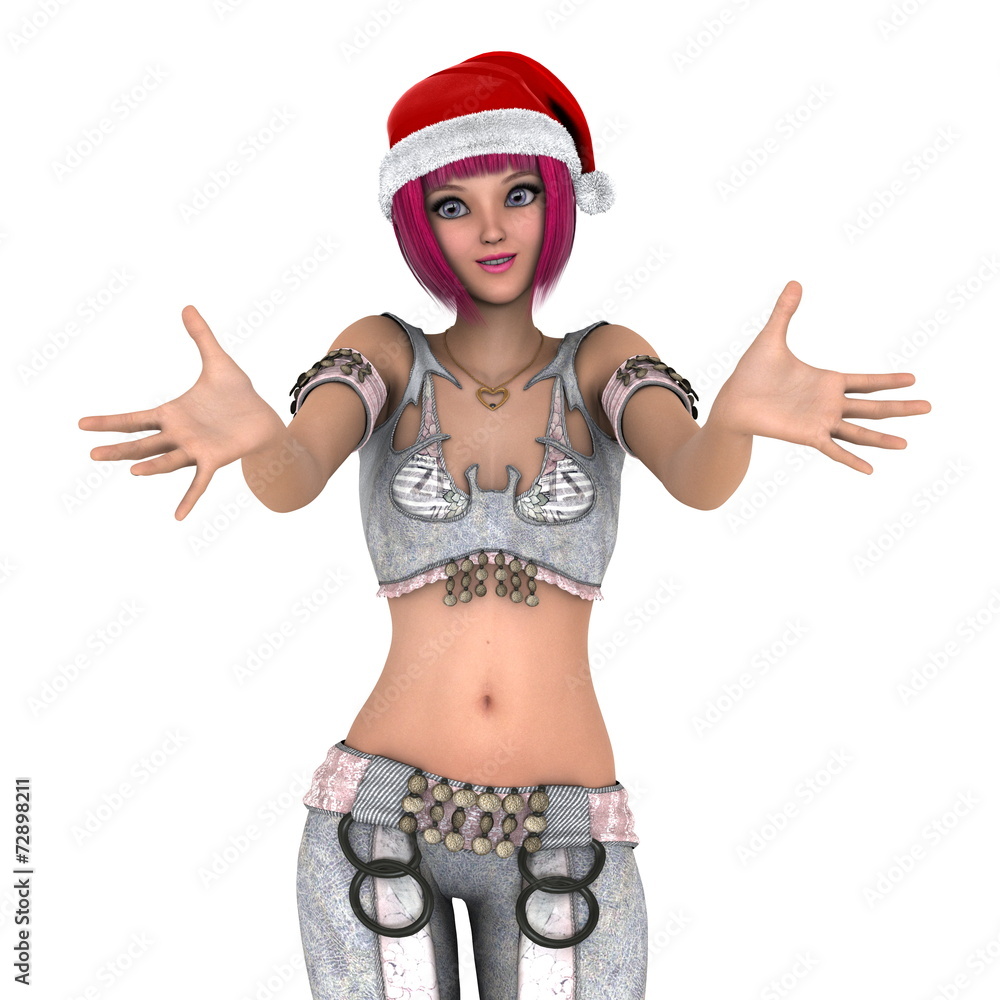 サンタクロース帽子の女性