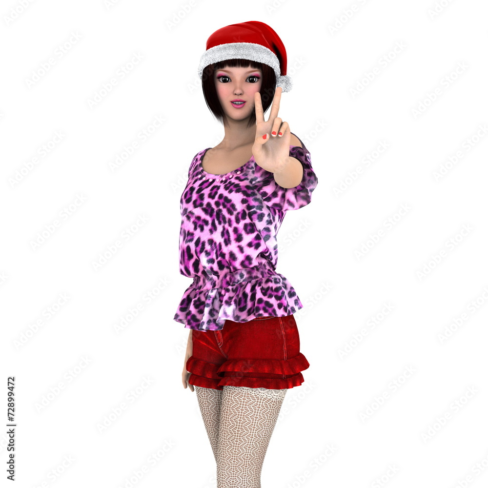 サンタクロース帽子の女性