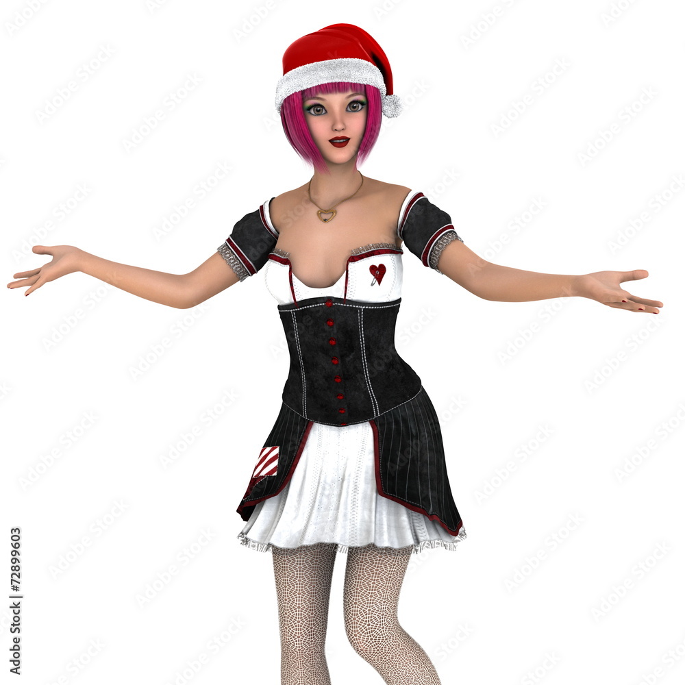 サンタクロース帽子の女性