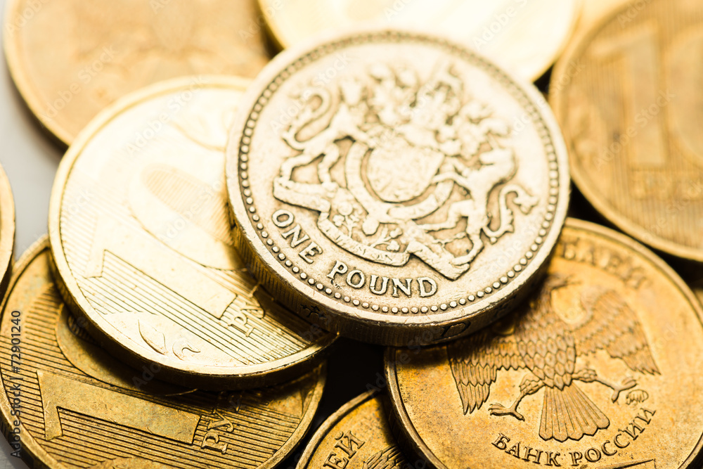 one pound coin on russian roubles coins one pound coin on russian roubles coins