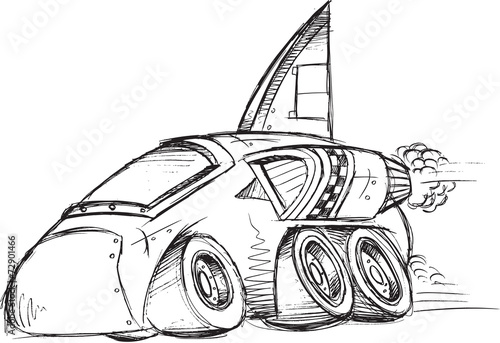 Armored Car Vehicle Sketch Vector Illustration Art