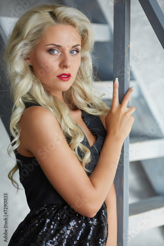 blonde on the stairs