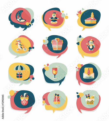 Christmas bubble speech banner design flat background set, eps10