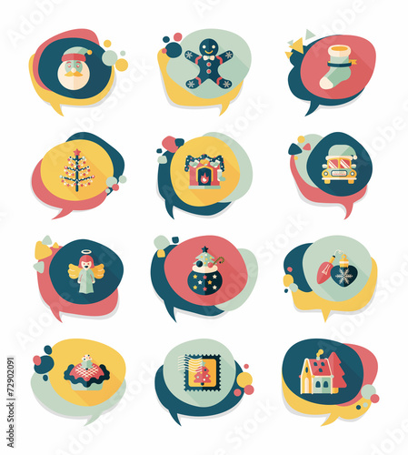 Christmas bubble speech banner design flat background set, eps10