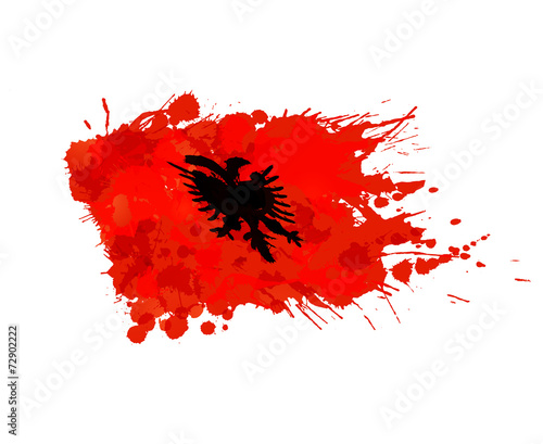 Albanian flag made of colorful splashes