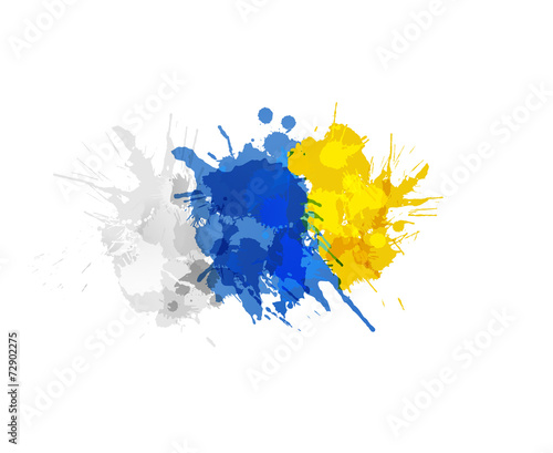 Flag of Canary Islands made of colorful splashes