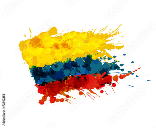 Flag of Colombia made of colorful splashes