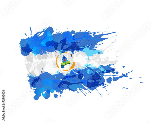 Flag of  Nicaragua made of colorful splashes