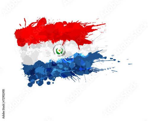 Flag of  Paraguay made of colorful splashes
