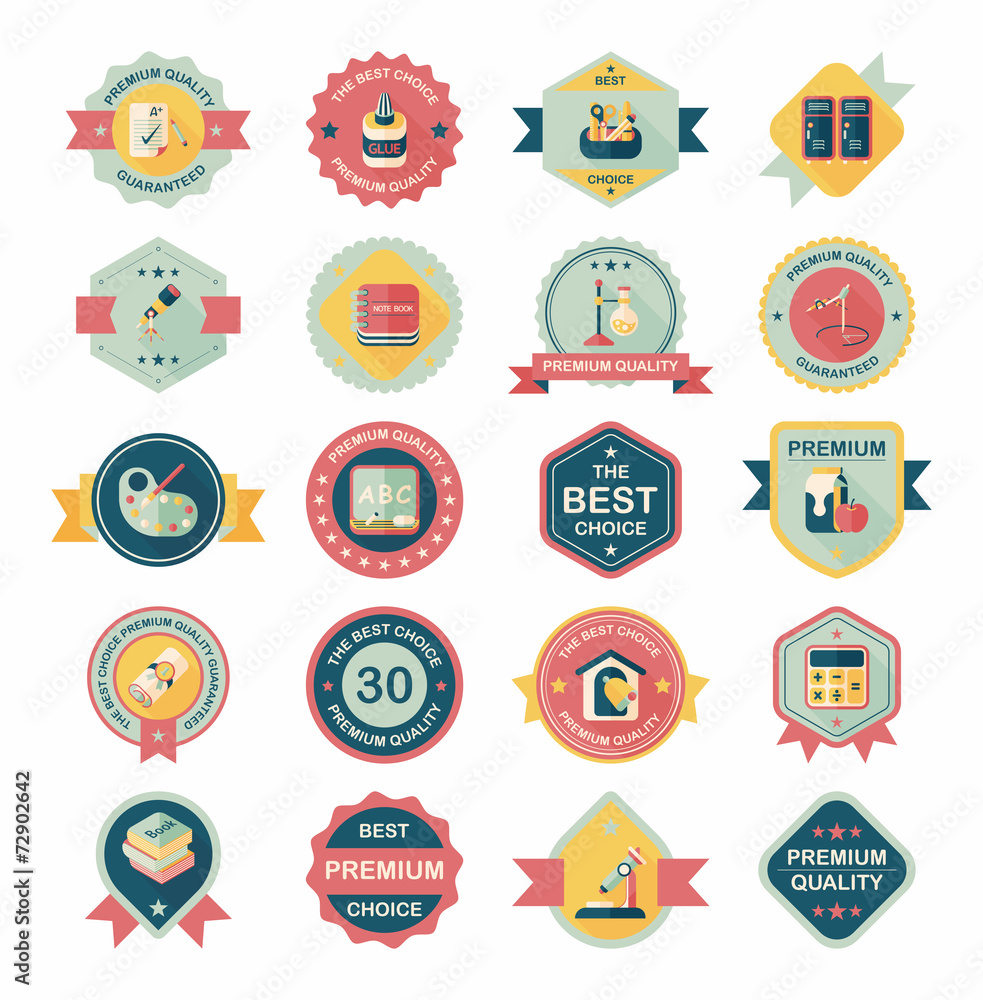 School badge banner design flat background set, eps10 School badge banner design flat background set, eps10