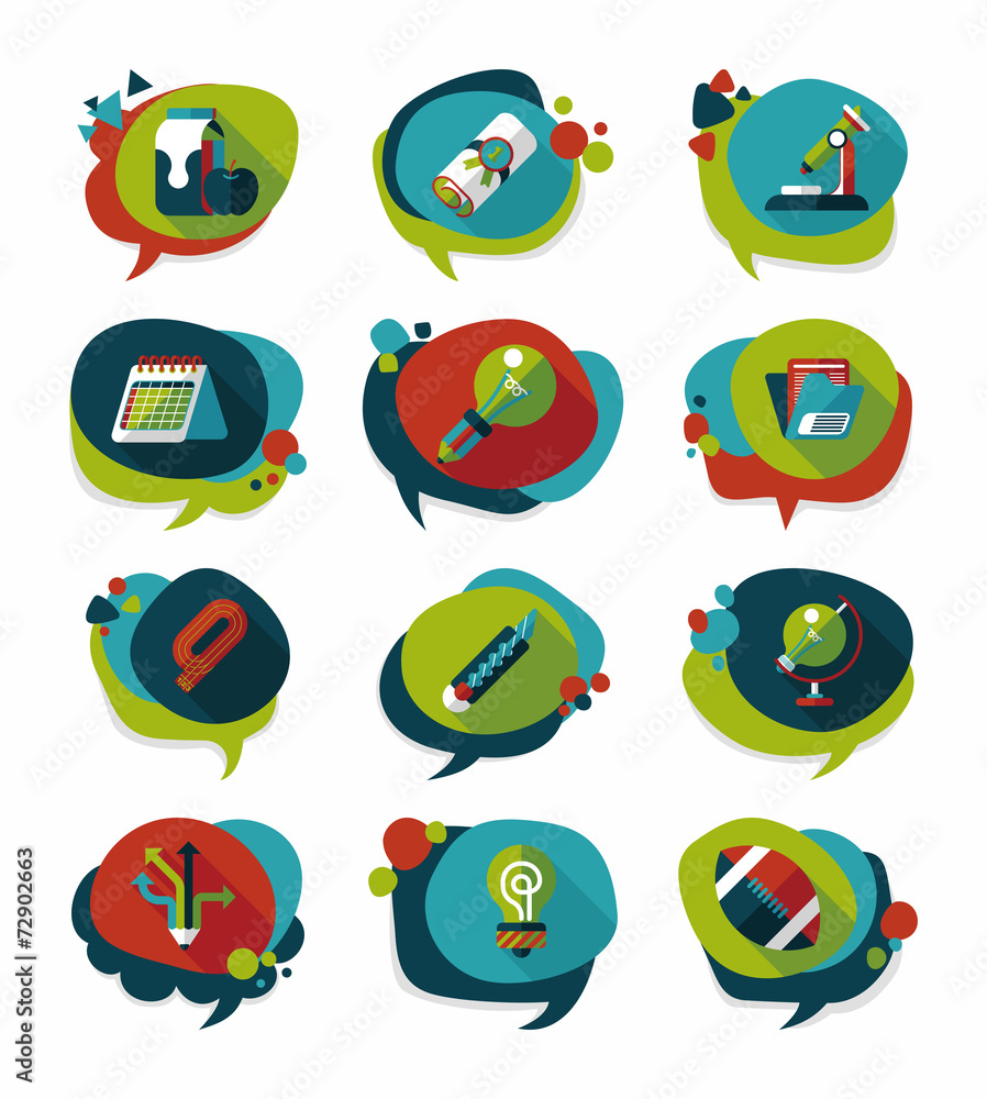 School bubble speech banner design flat background set, eps10 School bubble speech banner design flat background set, eps10