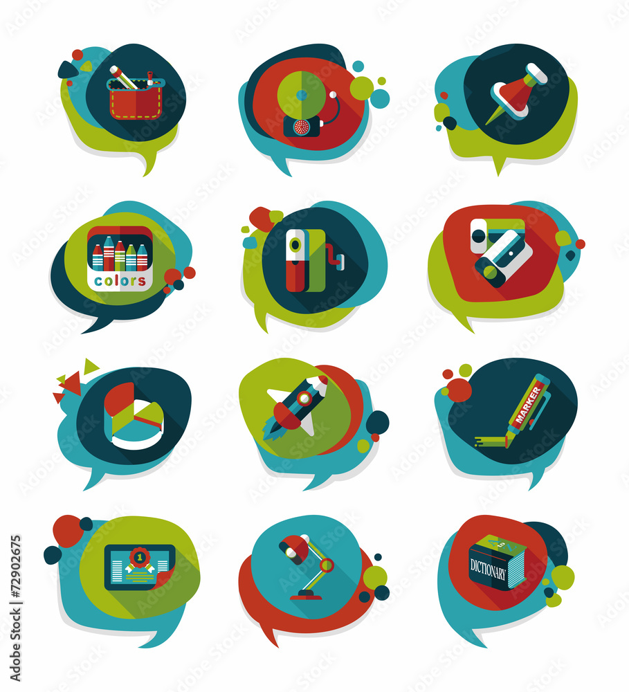School bubble speech banner design flat background set, eps10 School bubble speech banner design flat background set, eps10