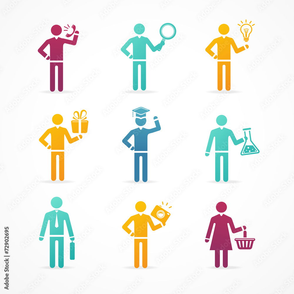Vector occupation silhouette icon set Vector occupation silhouette icon set