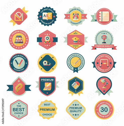 School badge banner design flat background set, eps10