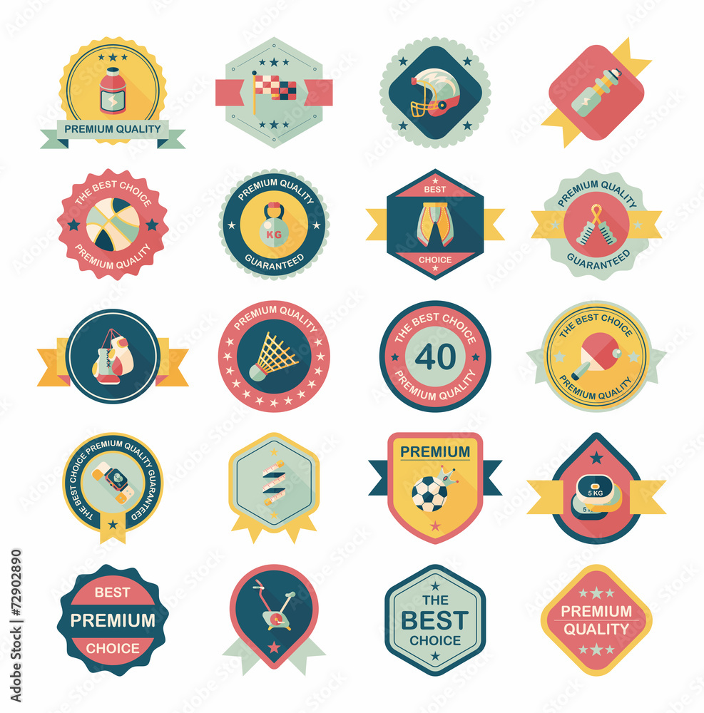 Sport badge flat banner design background set, eps10 Sport badge flat banner design background set, eps10