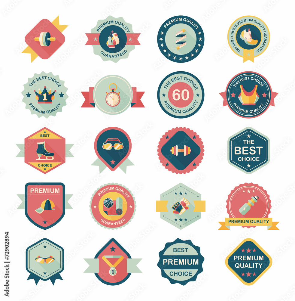 Sport badge flat banner design background set, eps10 Sport badge flat banner design background set, eps10