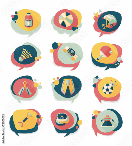Sport speech bubble flat banner design background set, eps10