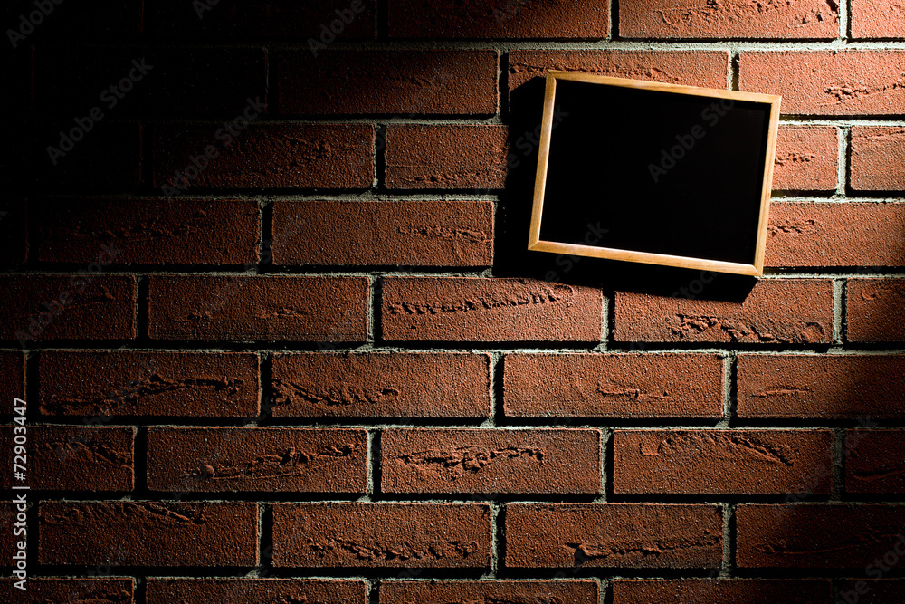 Blank Blackboard Hanging On Brick Wall Stock Photo Adobe Stock   1000 F 72903447 EVYrEbtLpImHPAIi14jioxQDpH9hJann 