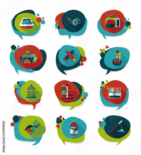 Pet bubble speech flat banner design background set, eps10