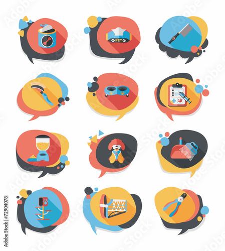 Pet bubble speech flat banner design background set, eps10