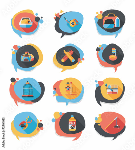 Pet bubble speech flat banner design background set, eps10