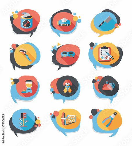 Pet bubble speech flat banner design background set, eps10