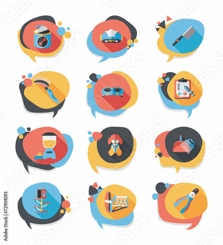 Pet bubble speech flat banner design background set, eps10