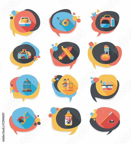 Pet bubble speech flat banner design background set, eps10