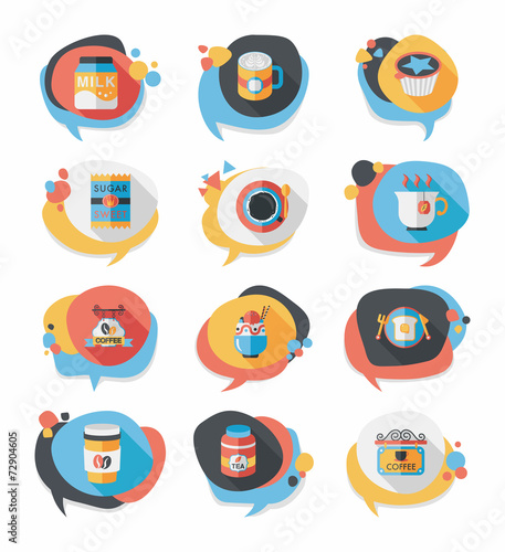 Coffee bubble speech flat banner design flat background set, eps