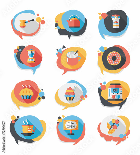 Coffee bubble speech flat banner design flat background set, eps