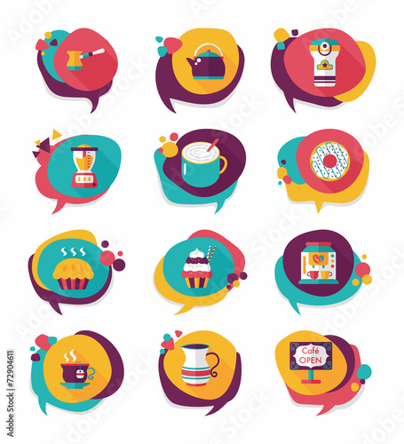 Coffee bubble speech flat banner design flat background set, eps