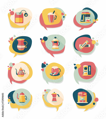 Coffee bubble speech flat banner design flat background set, eps