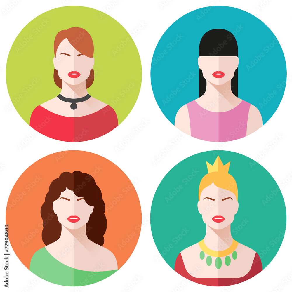 female faces icons set female faces icons set